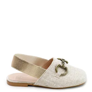 Papanatas Natural Linen Buckle Mule