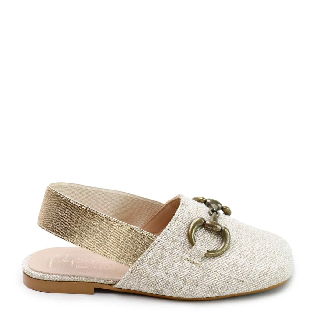 Papanatas Natural Linen Buckle Mule