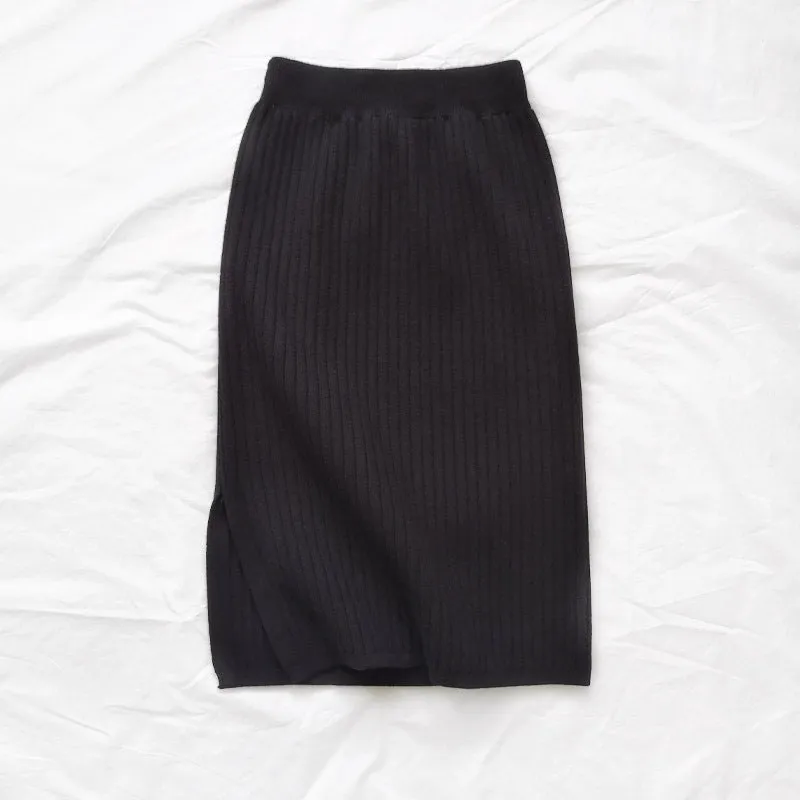Parent child knitted wool girl\'s long skirt