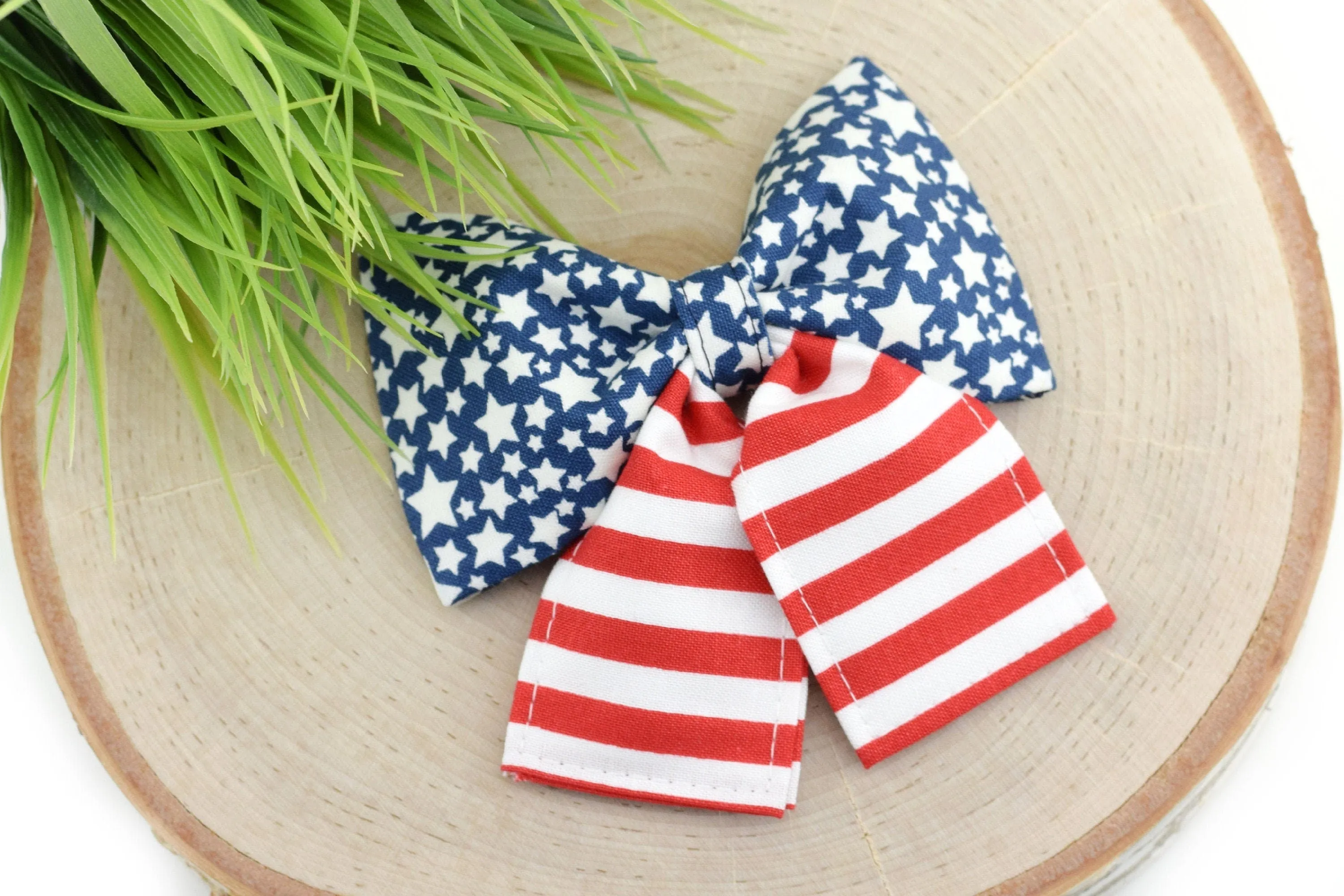 Patriotic Mix Dog Collar Bow - Stars & Stripes