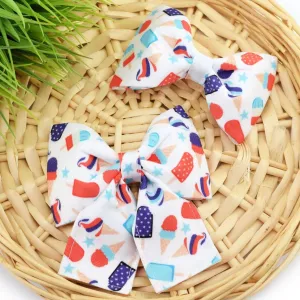 Patriotic Popsicle Dog Collar Bow