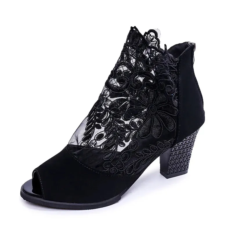 Peep Toe Block Heels Sandals