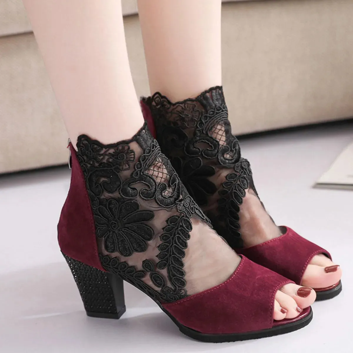 Peep Toe Block Heels Sandals