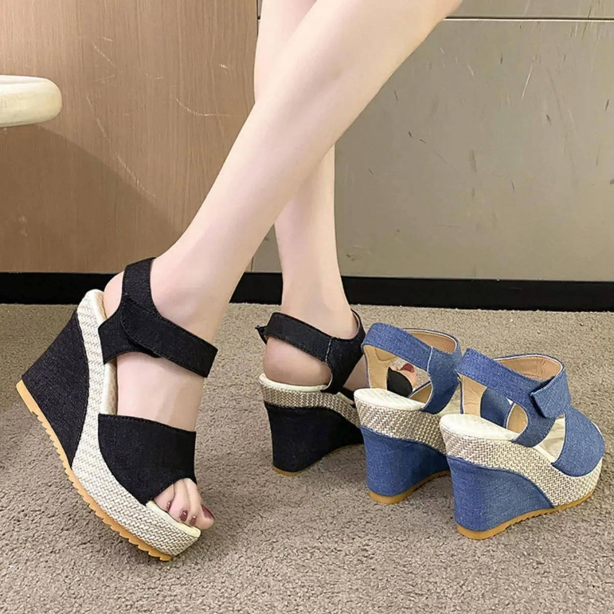 Peep Toe Wedge Sandals