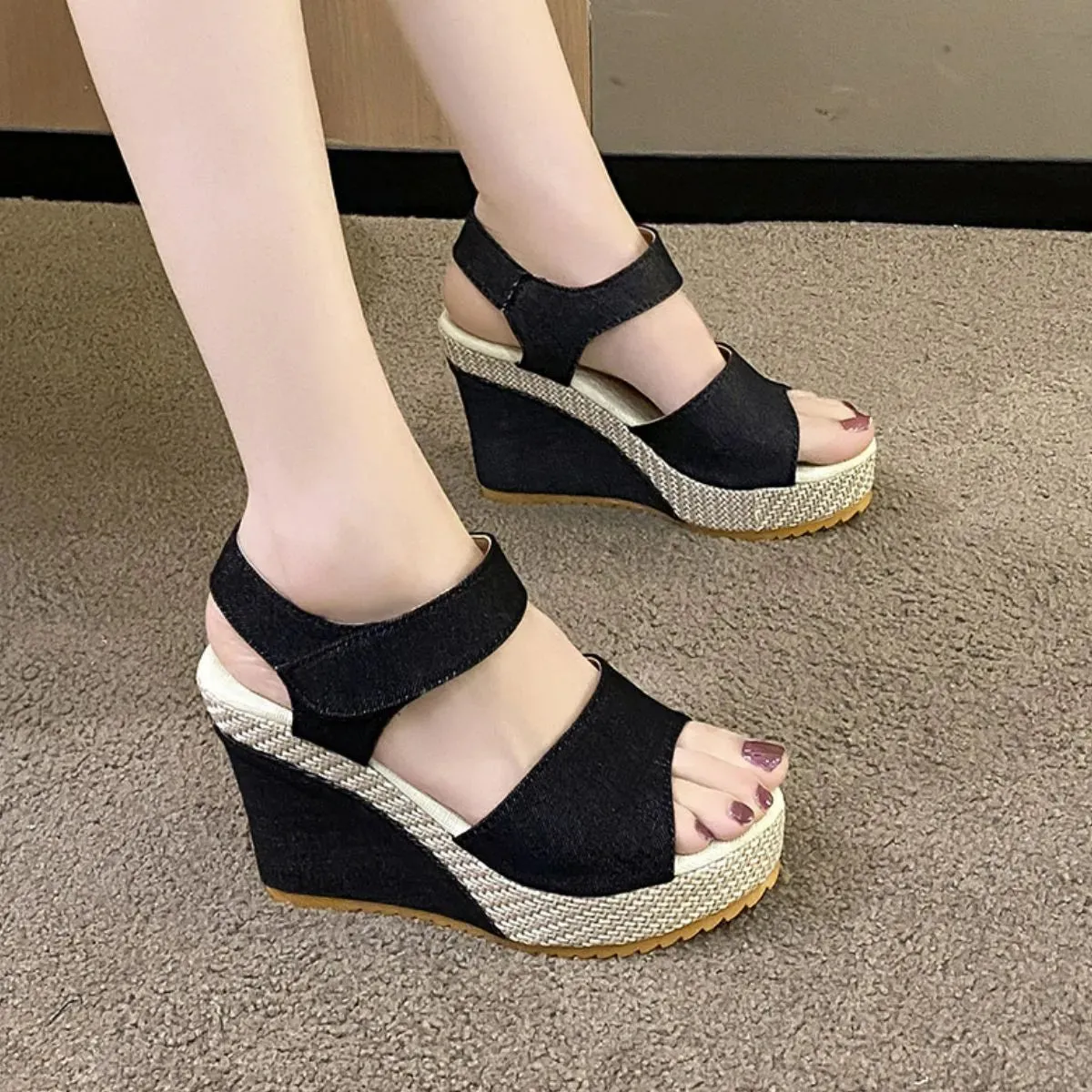 Peep Toe Wedge Sandals