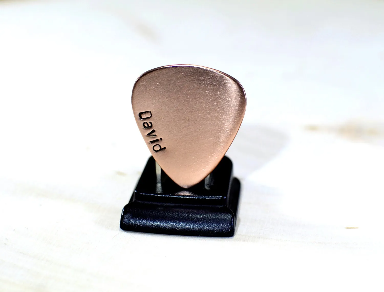 Personalized Copper Guitar Pick with Name Down the Side - perfect little gift that is usable - playable copper plectrum - custom gift
