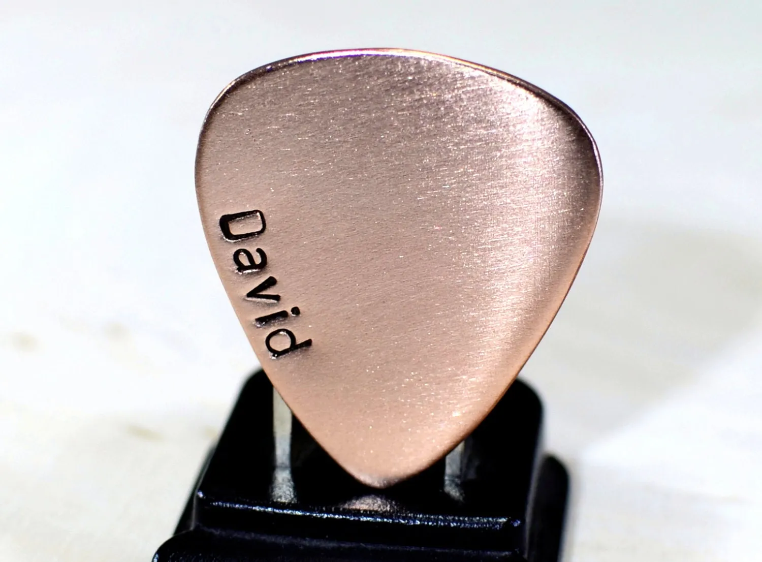 Personalized Copper Guitar Pick with Name Down the Side - perfect little gift that is usable - playable copper plectrum - custom gift