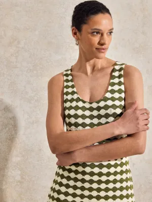 Petite Khaki Diamond-Stripe Knitted Dress