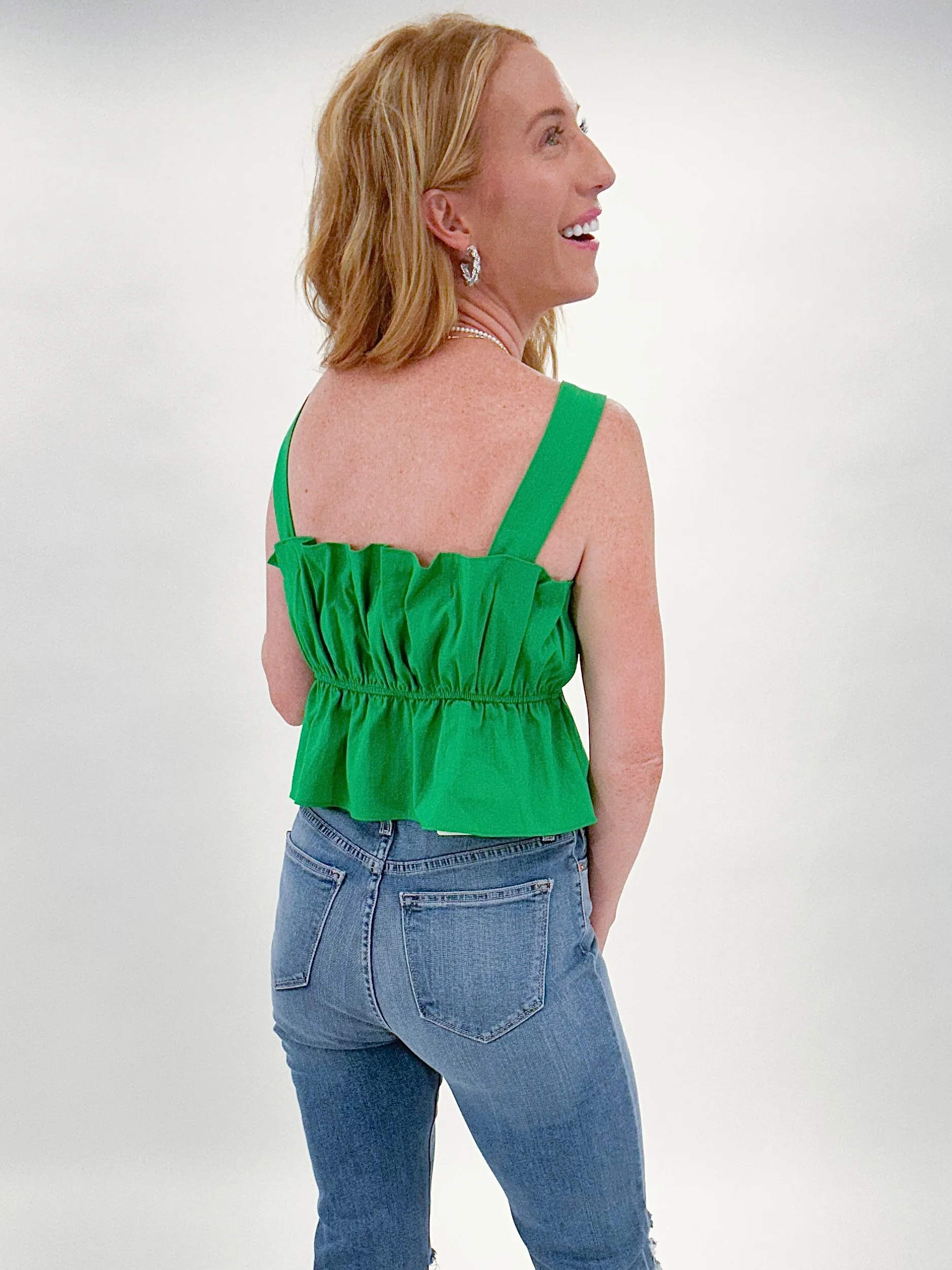 Pleated In Green Top