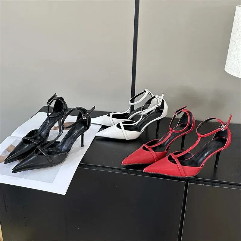 Pointed Toe Buckle Strap Women Pump High Heels for Party Prom