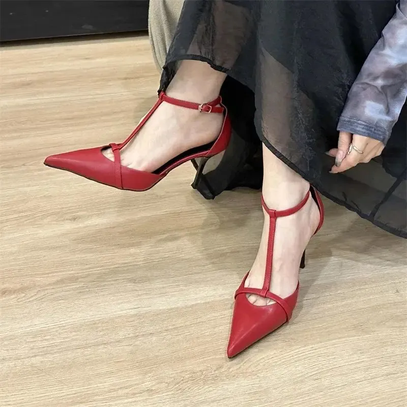 Pointed Toe Buckle Strap Women Pump High Heels for Party Prom