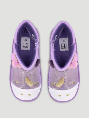Pre-Girls Unicorn Comfy Boot Slipper - Lilac