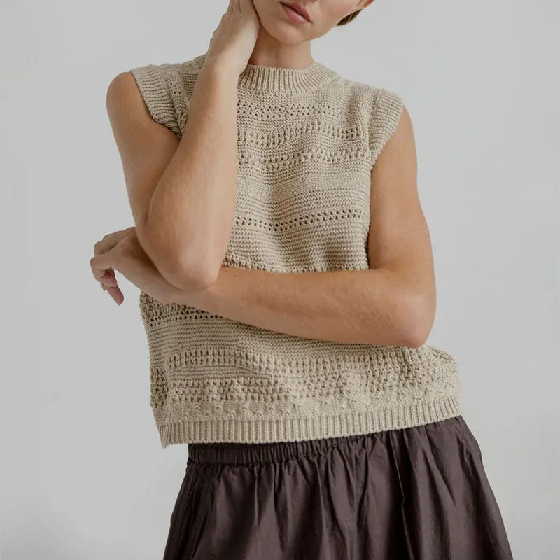 PROJECT AJ117 Aggie Summer Knit Vest in Sand