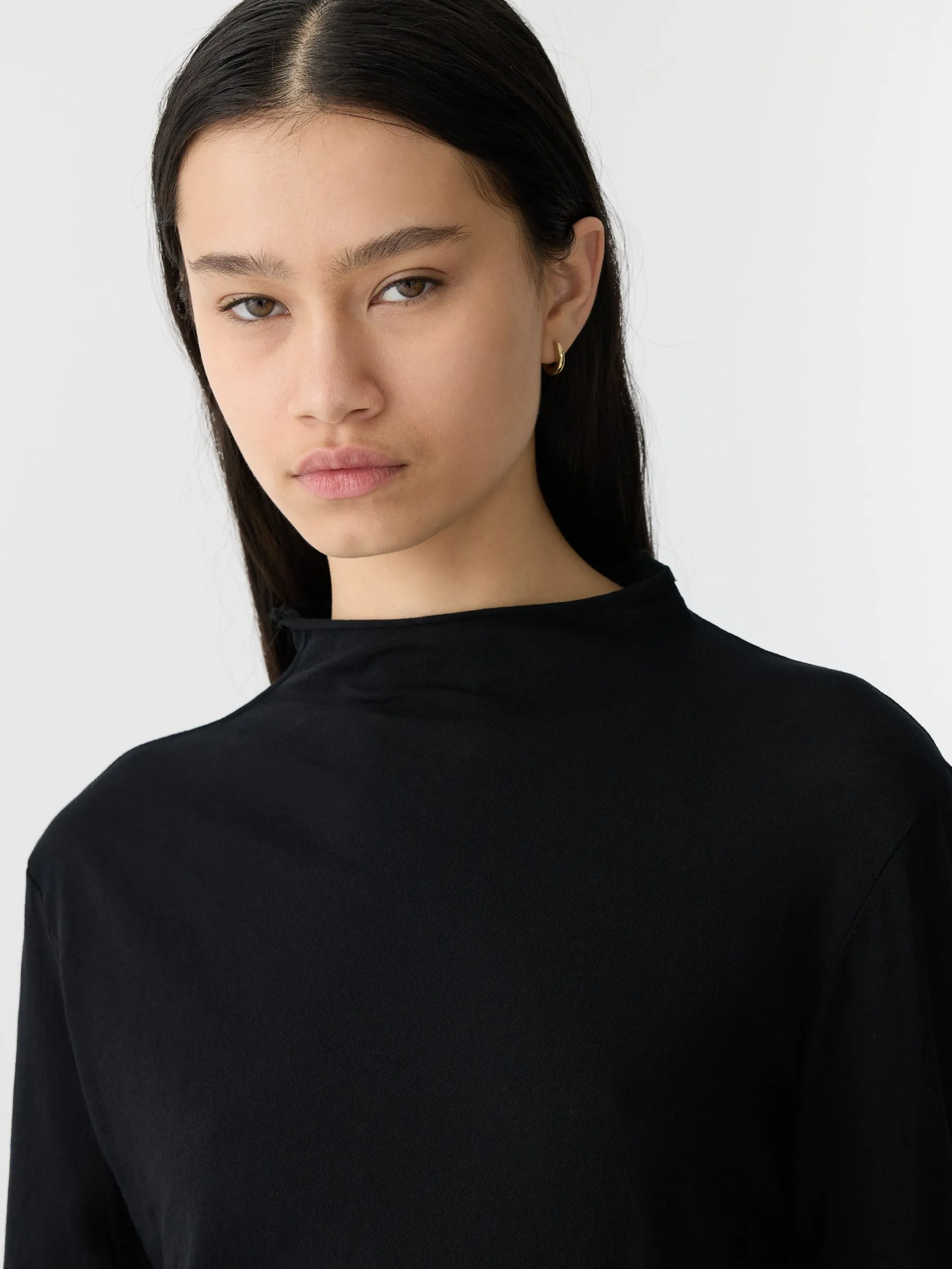 Regular Raised Neck Long Sleeve T-Shirt