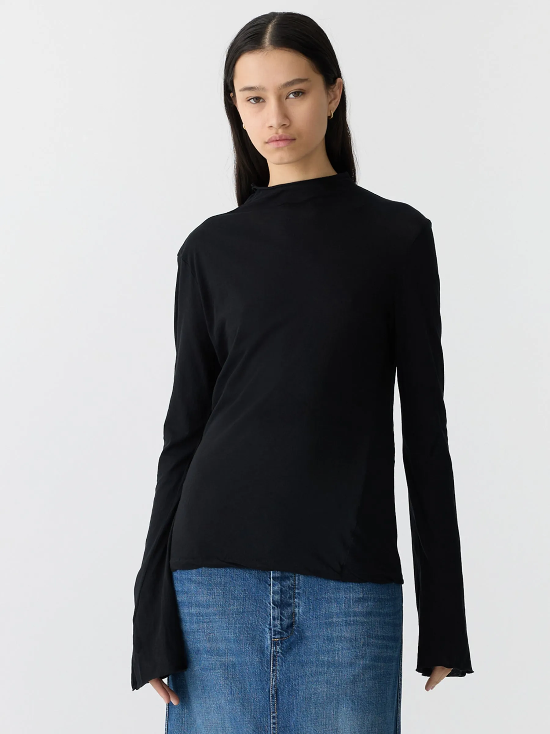 Regular Raised Neck Long Sleeve T-Shirt