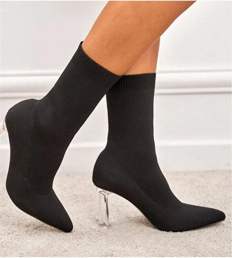 Rowan Knitted Stretchy Solid Stiletto Boots