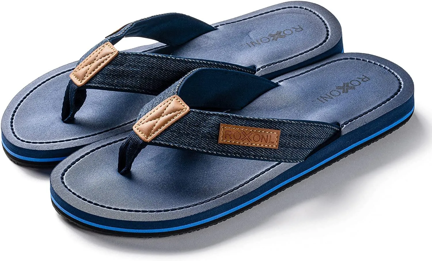 Roxoni Mens Thong Flip Flops Beach/Pool Outdoor Sandals