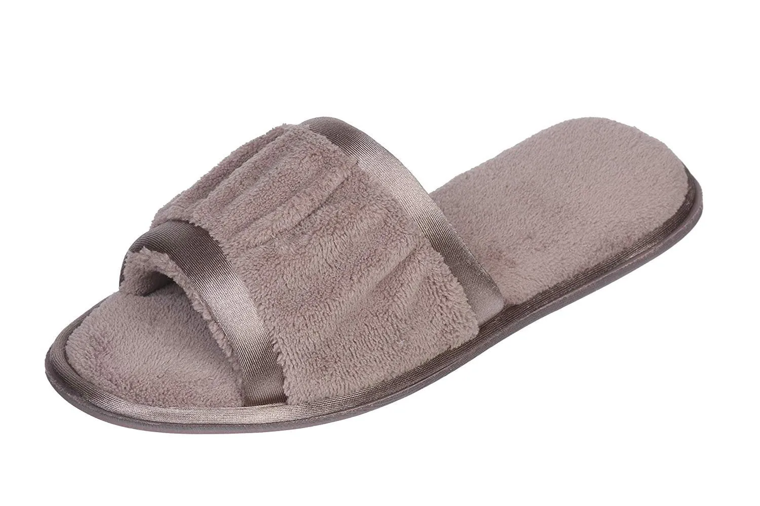 Roxoni Women's Open Toe Slide Slipper ; Ideal Terry Cloth House Shoe for Indoor and Outdoor
