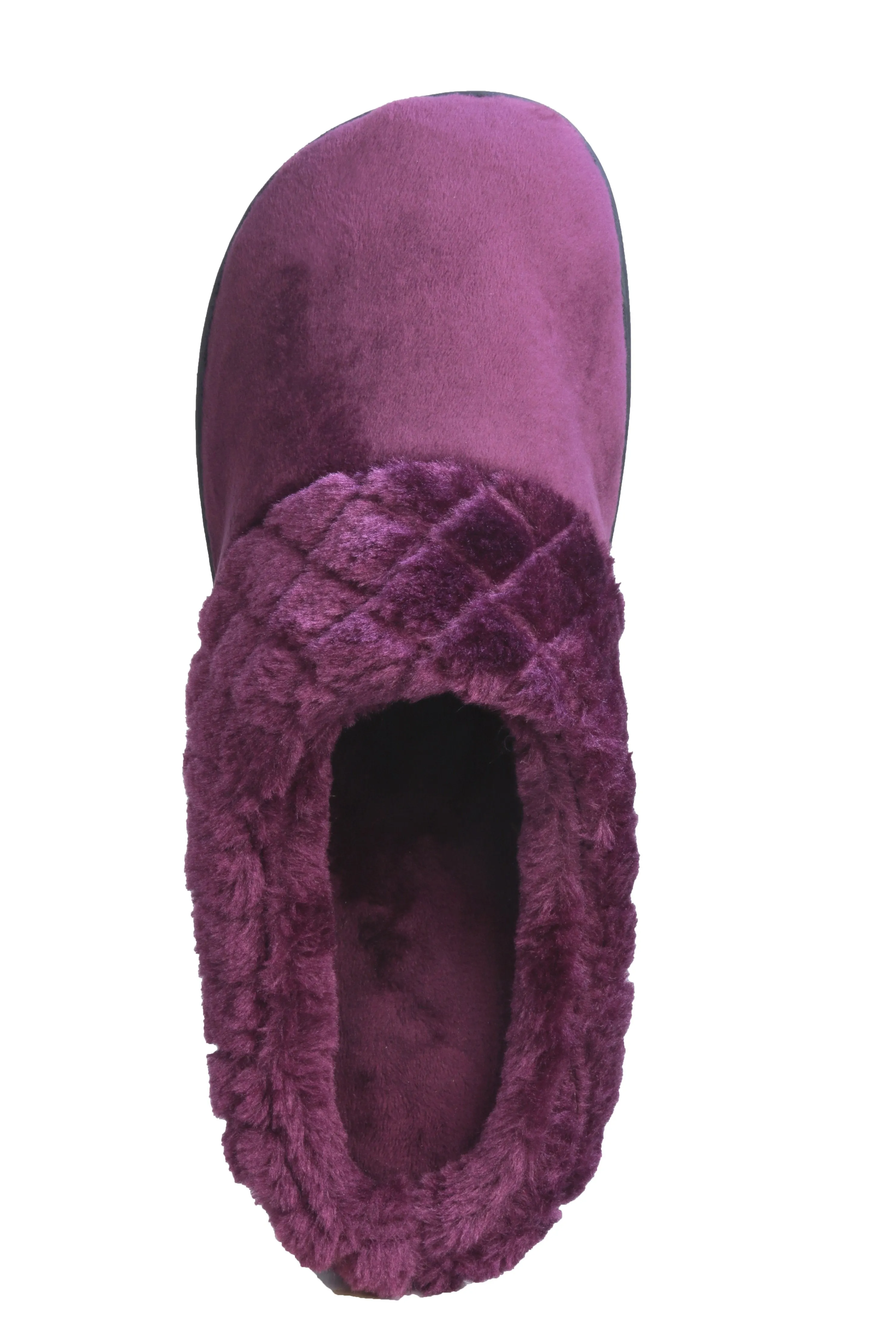 Roxoni Women’s Velour Slippers Memory Foam Clog Quilted Faux Fur Collar