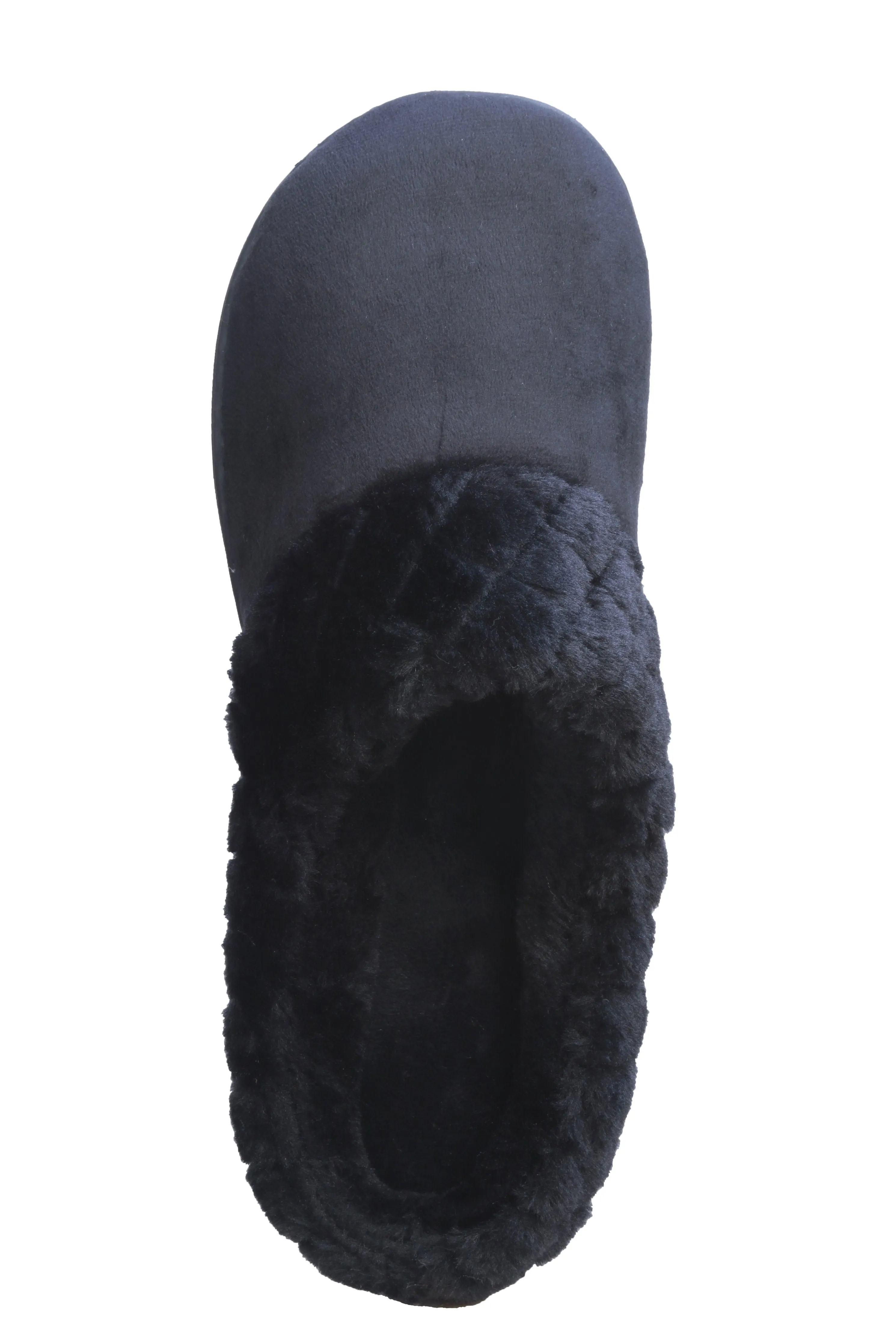 Roxoni Women’s Velour Slippers Memory Foam Clog Quilted Faux Fur Collar