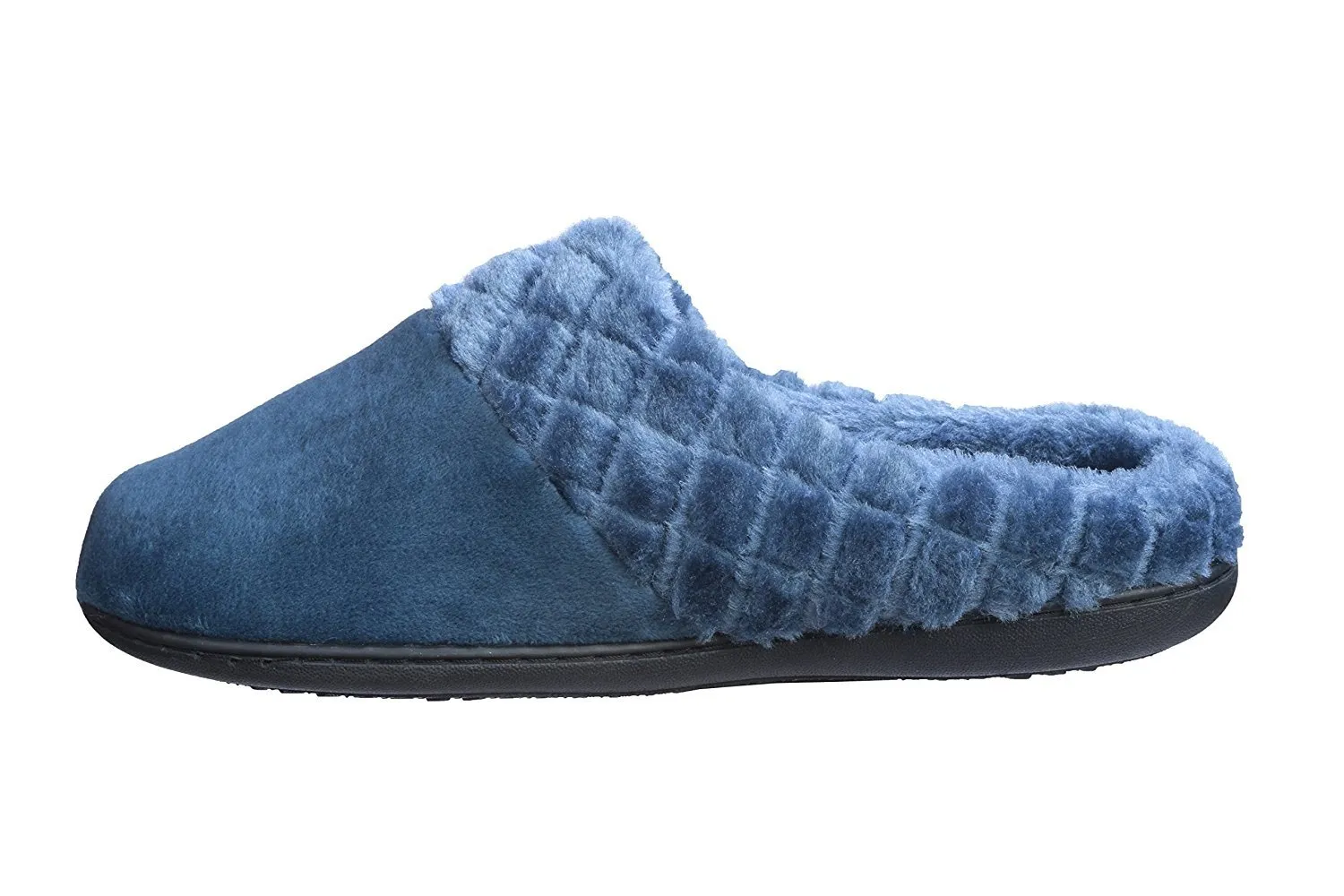 Roxoni Women’s Velour Slippers Memory Foam Clog Quilted Faux Fur Collar