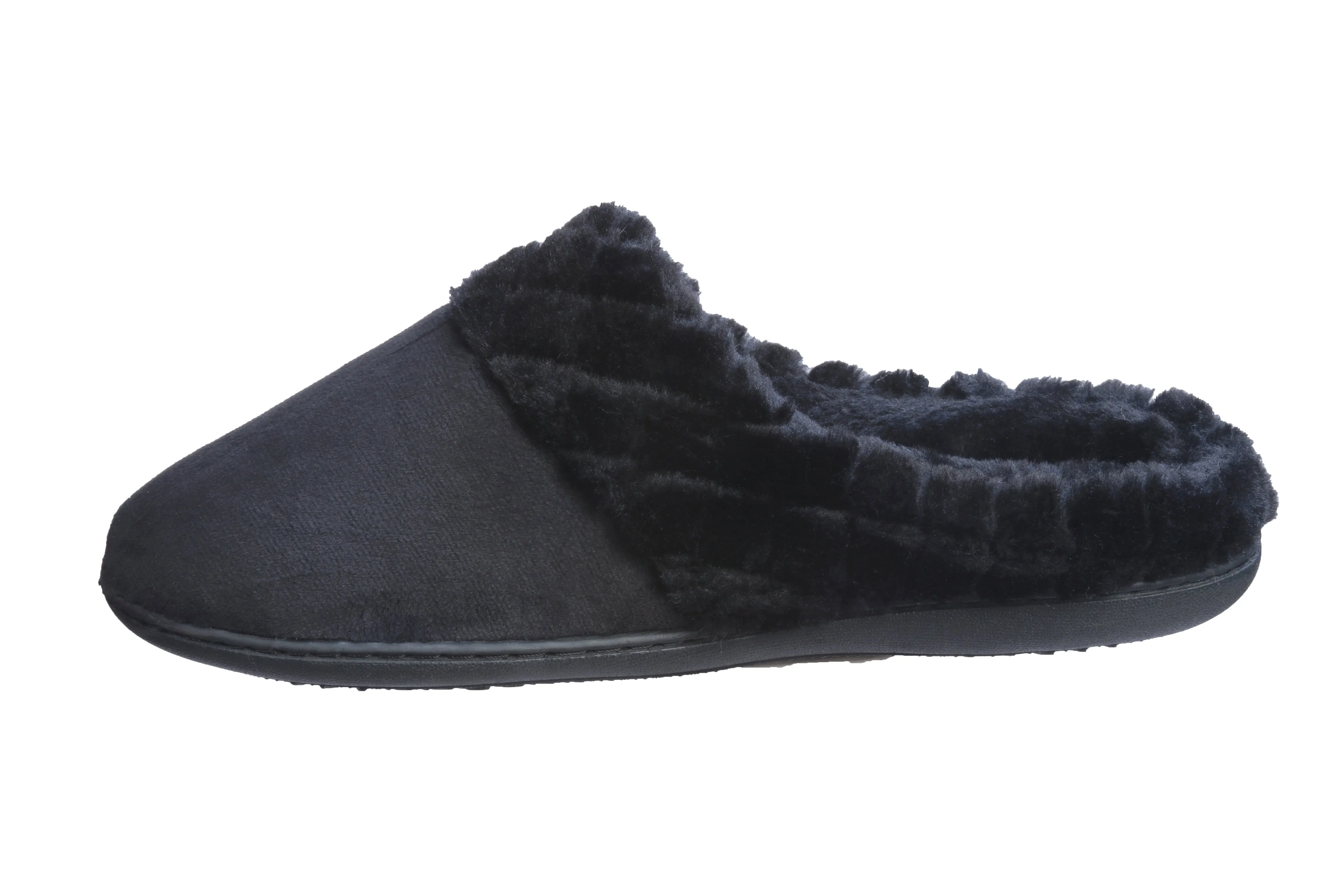 Roxoni Women’s Velour Slippers Memory Foam Clog Quilted Faux Fur Collar