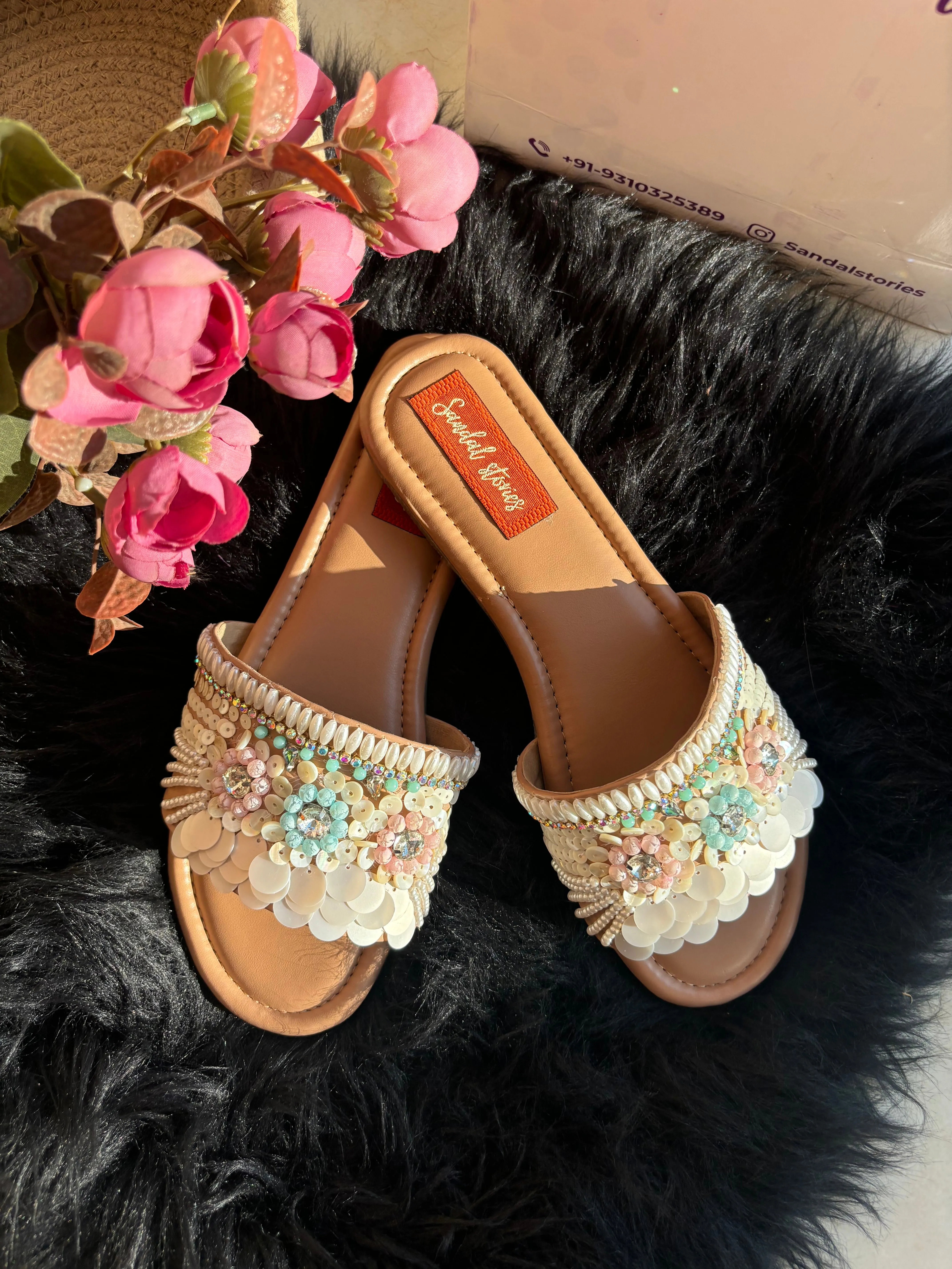 Sequin Bloom Sliders – A Dreamy Floral Affair!