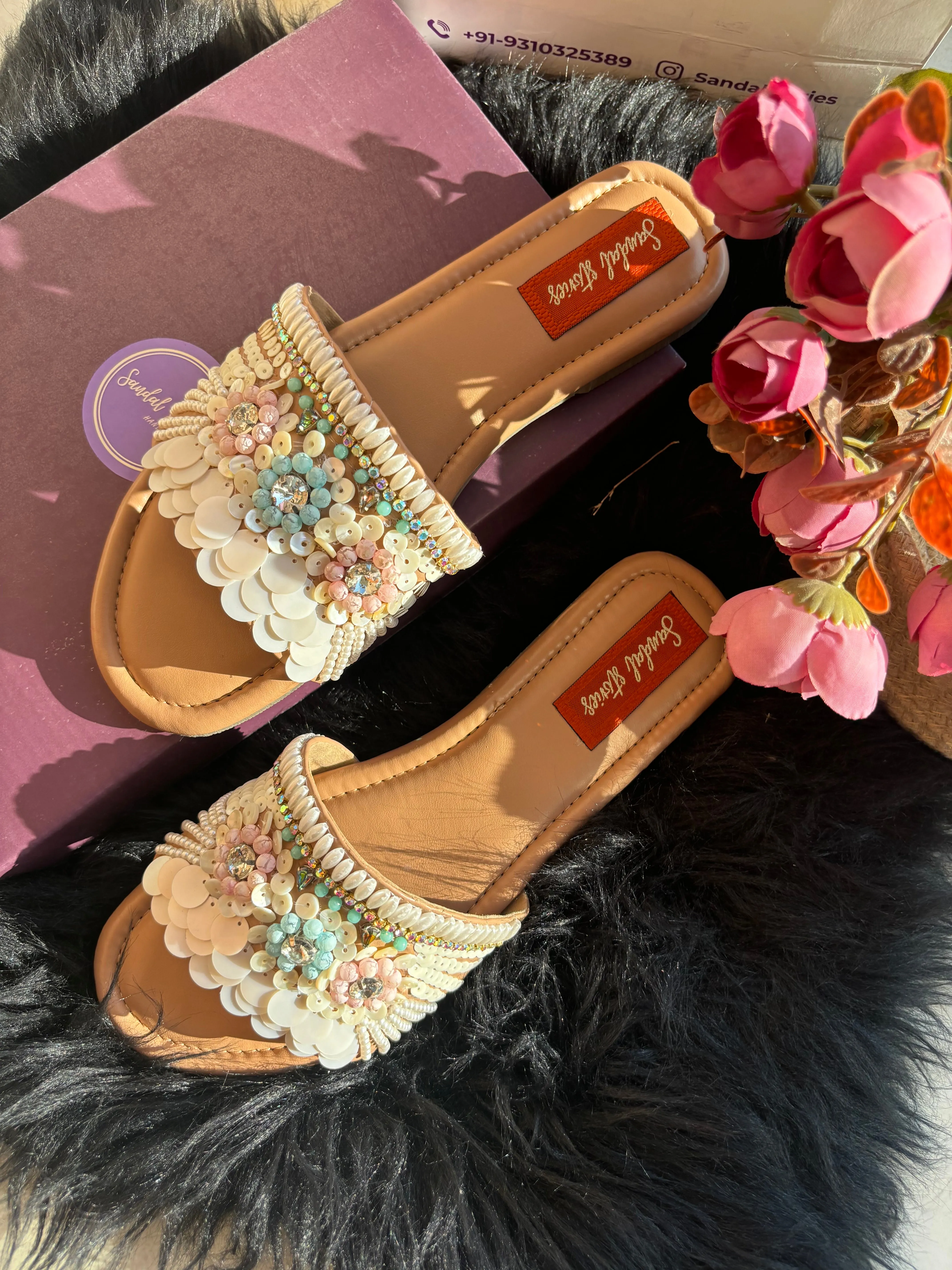 Sequin Bloom Sliders – A Dreamy Floral Affair!