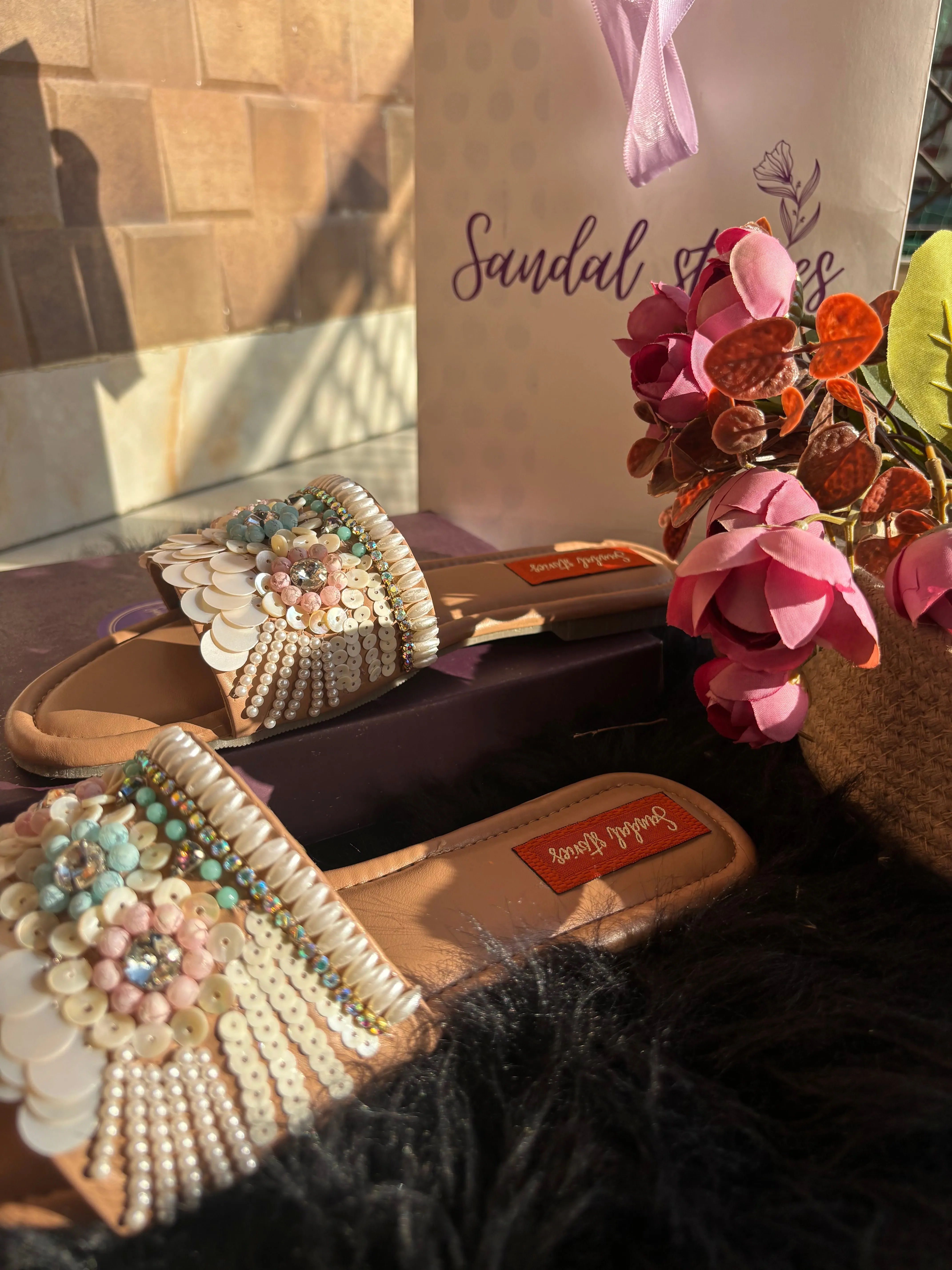 Sequin Bloom Sliders – A Dreamy Floral Affair!