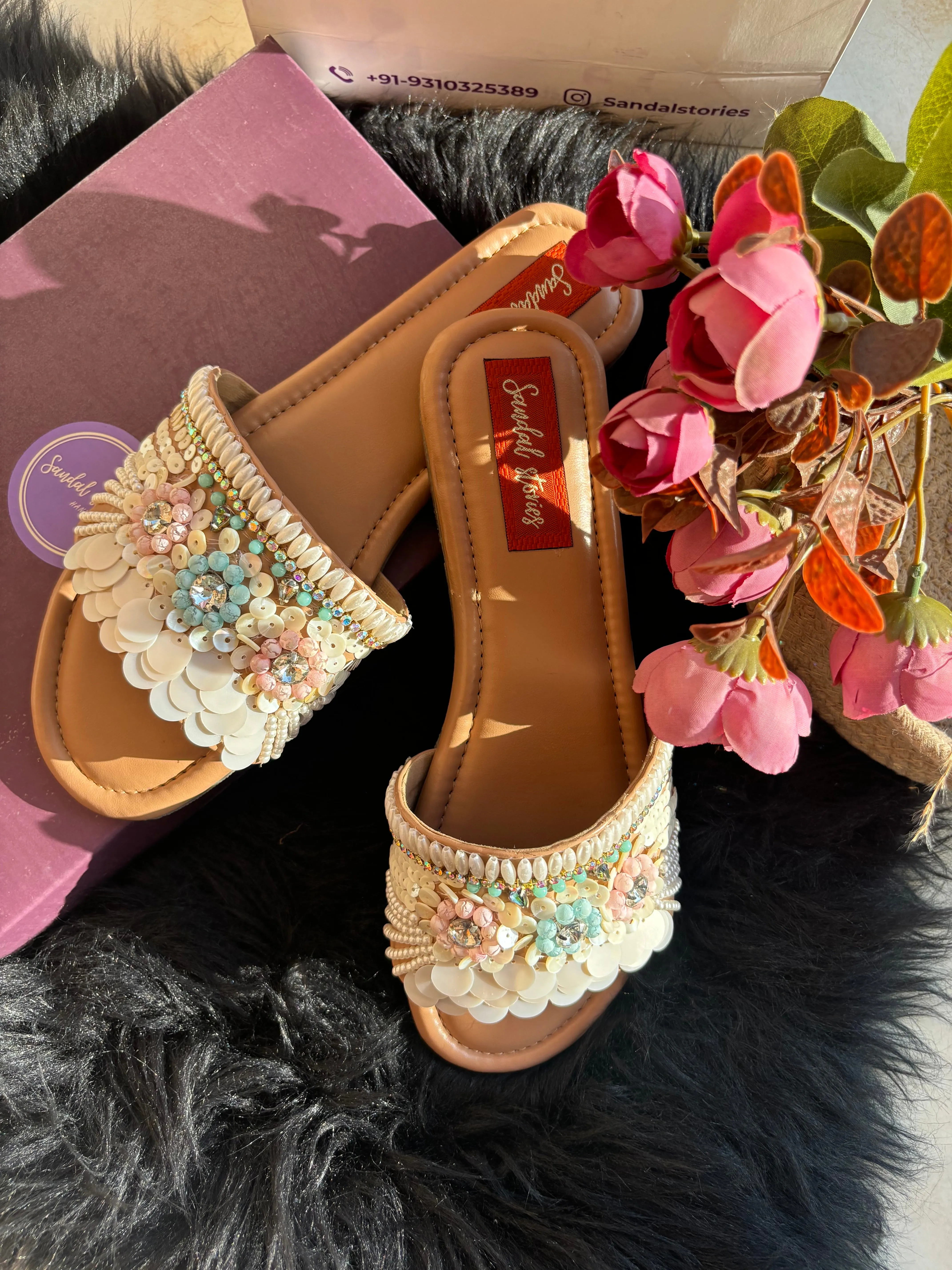 Sequin Bloom Sliders – A Dreamy Floral Affair!