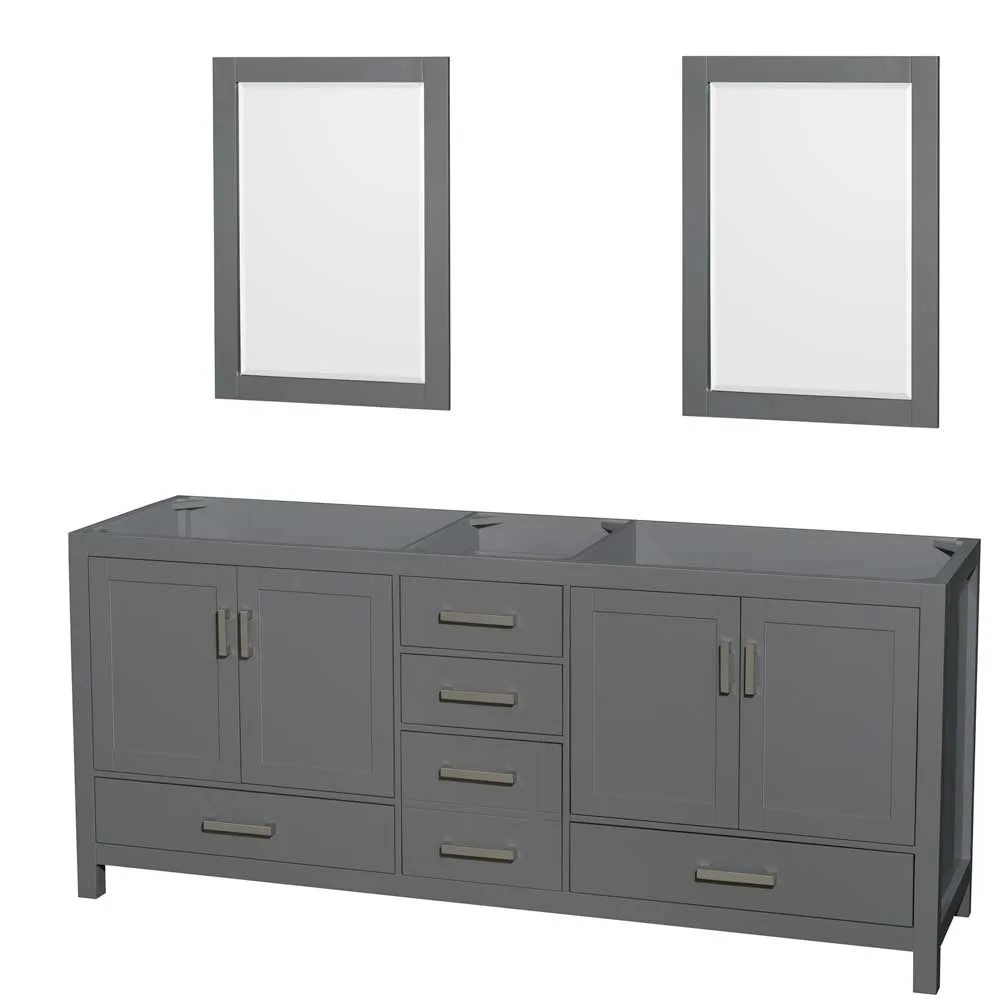 Sheffield 80 Inch Double Bathroom Vanity in Dark Gray