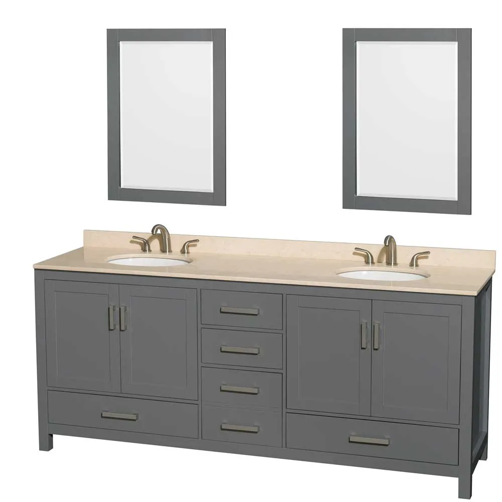 Sheffield 80 Inch Double Bathroom Vanity in Dark Gray
