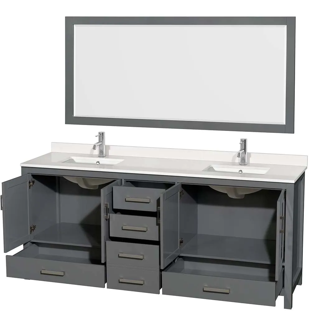 Sheffield 80 Inch Double Bathroom Vanity in Dark Gray