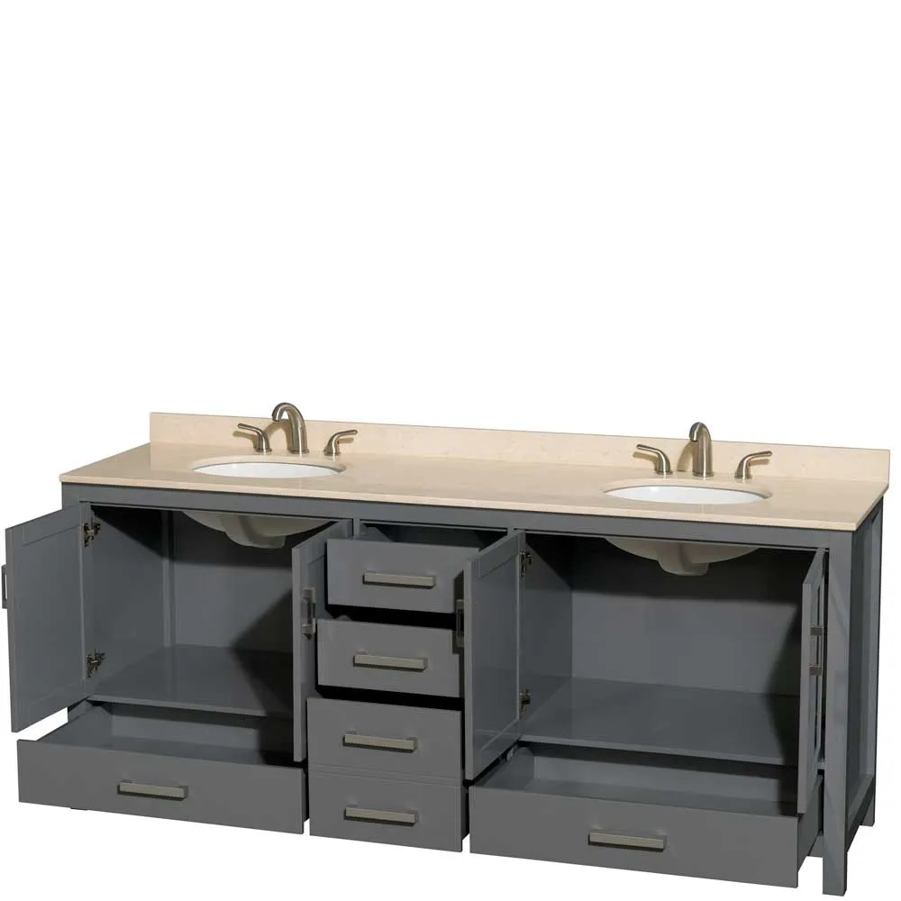Sheffield 80 Inch Double Bathroom Vanity in Dark Gray