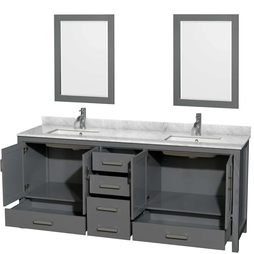 Sheffield 80 Inch Double Bathroom Vanity in Dark Gray