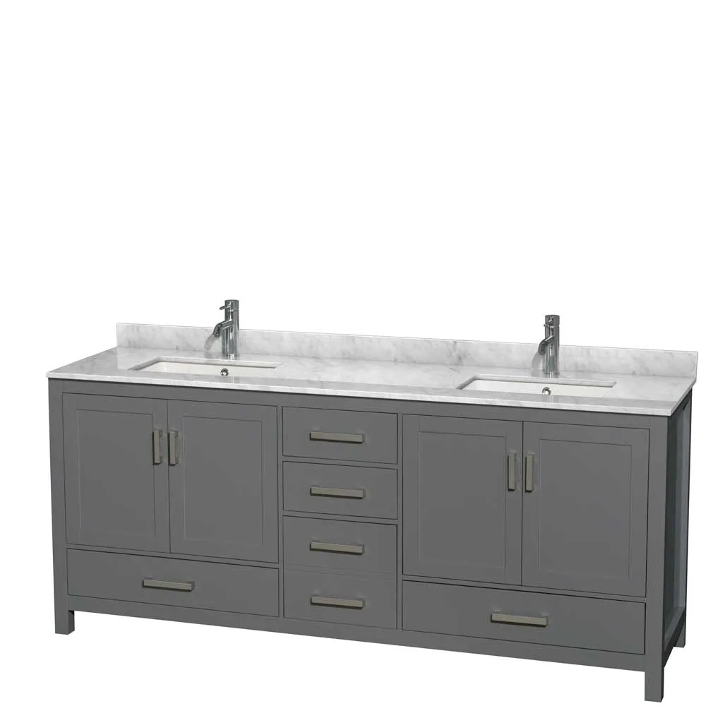 Sheffield 80 Inch Double Bathroom Vanity in Dark Gray