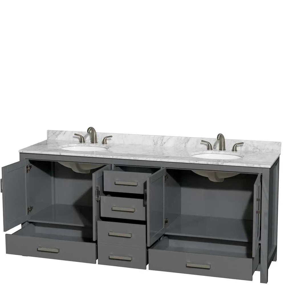 Sheffield 80 Inch Double Bathroom Vanity in Dark Gray