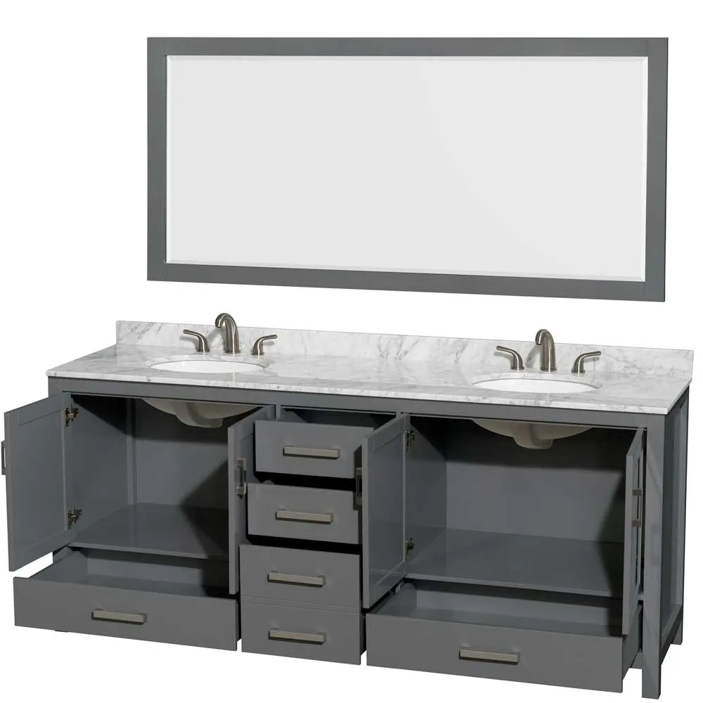 Sheffield 80 Inch Double Bathroom Vanity in Dark Gray