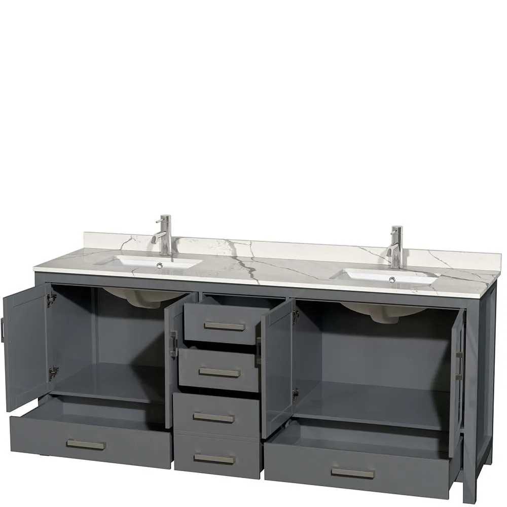 Sheffield 80 Inch Double Bathroom Vanity in Dark Gray