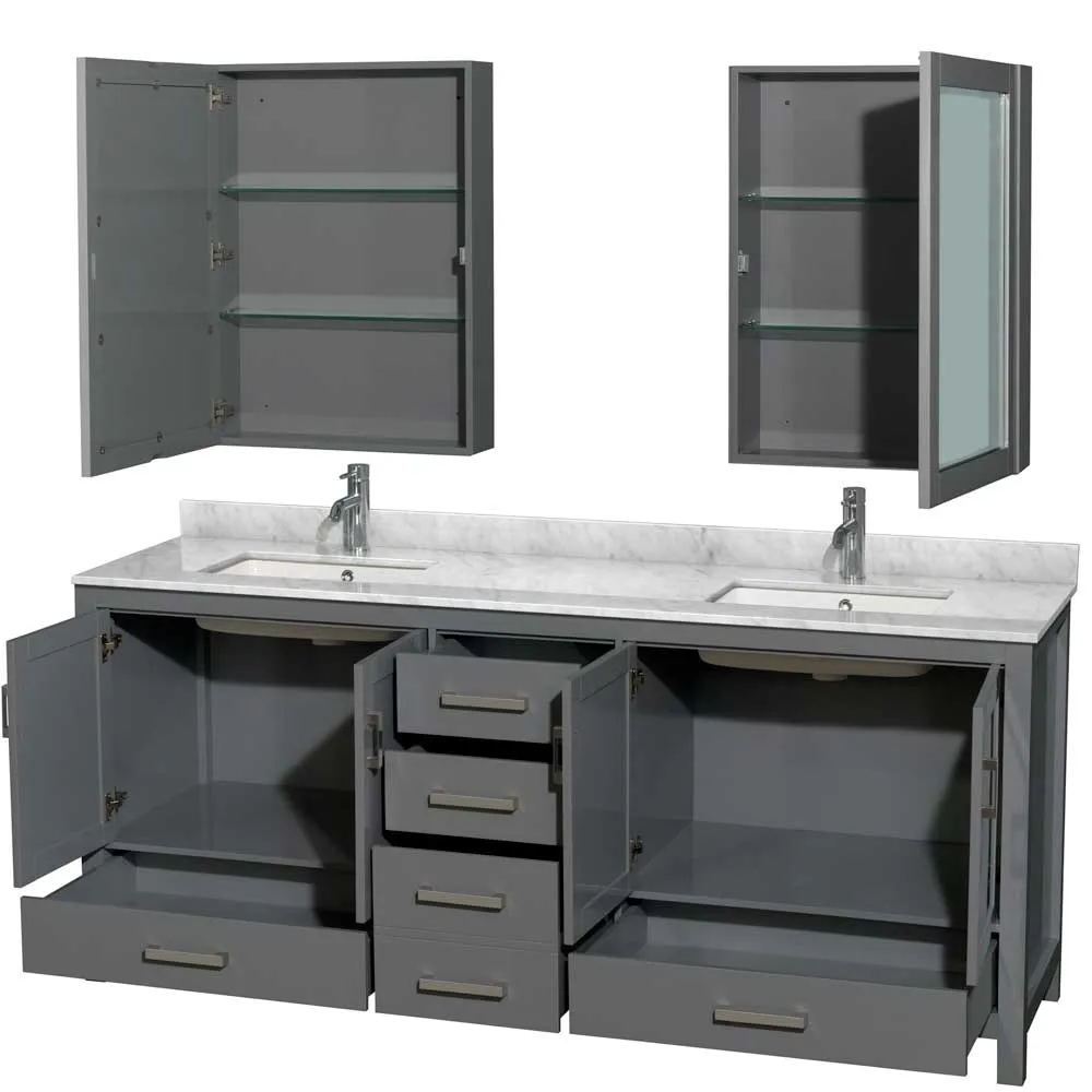 Sheffield 80 Inch Double Bathroom Vanity in Dark Gray