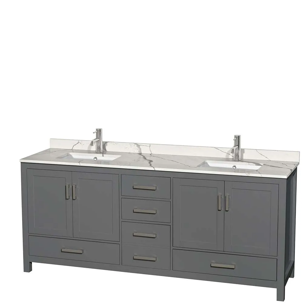 Sheffield 80 Inch Double Bathroom Vanity in Dark Gray