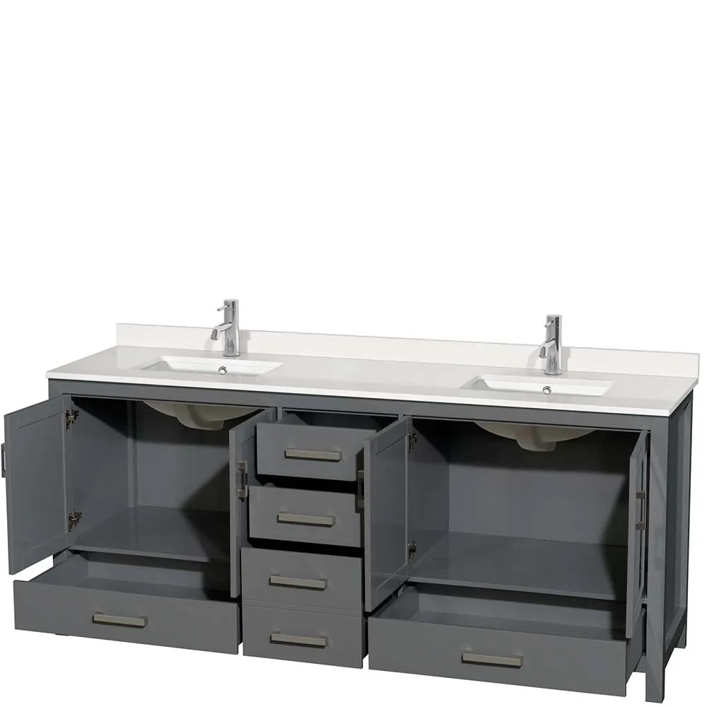 Sheffield 80 Inch Double Bathroom Vanity in Dark Gray