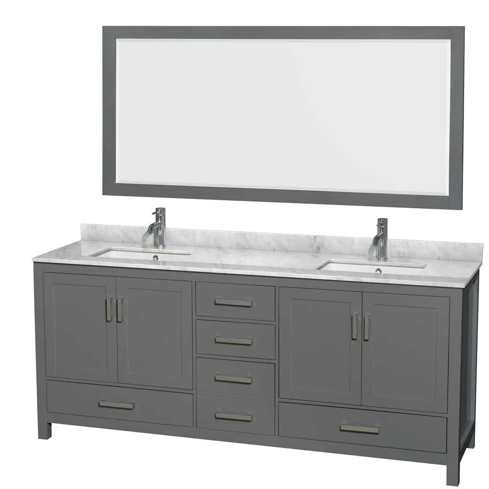 Sheffield 80 Inch Double Bathroom Vanity in Dark Gray