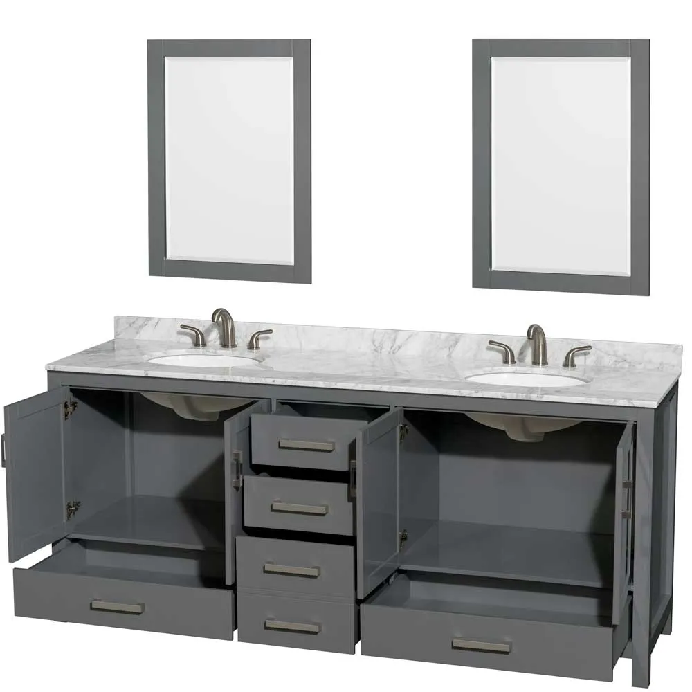 Sheffield 80 Inch Double Bathroom Vanity in Dark Gray
