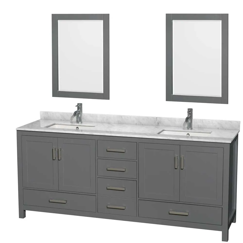Sheffield 80 Inch Double Bathroom Vanity in Dark Gray