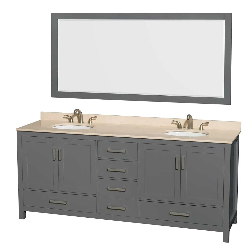 Sheffield 80 Inch Double Bathroom Vanity in Dark Gray