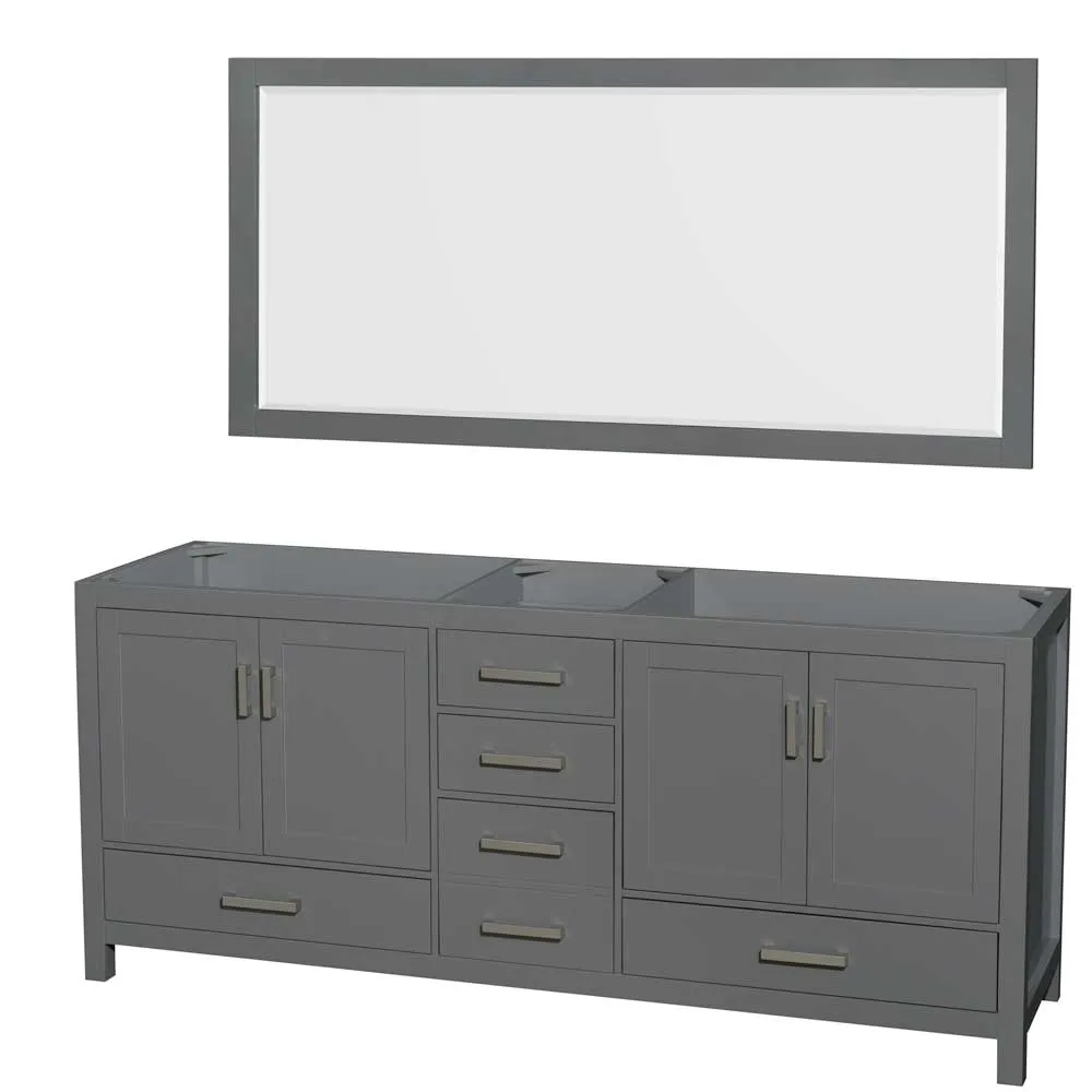 Sheffield 80 Inch Double Bathroom Vanity in Dark Gray