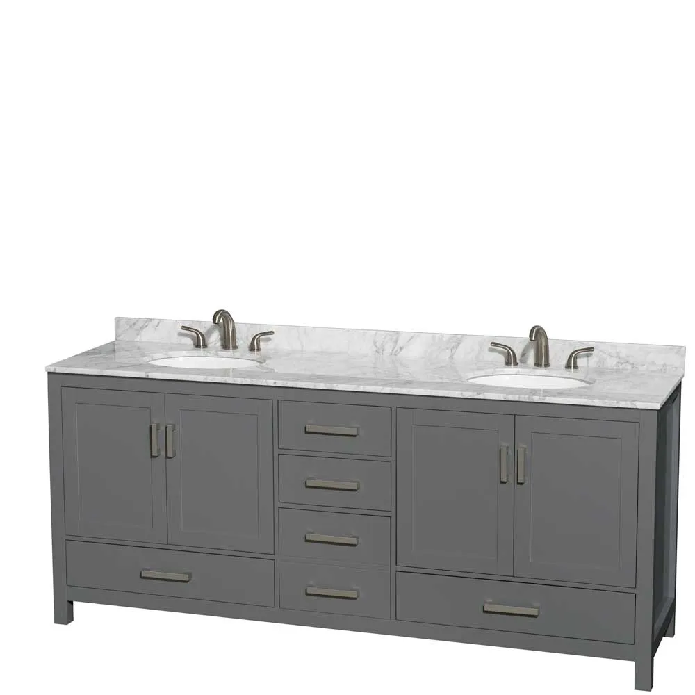 Sheffield 80 Inch Double Bathroom Vanity in Dark Gray