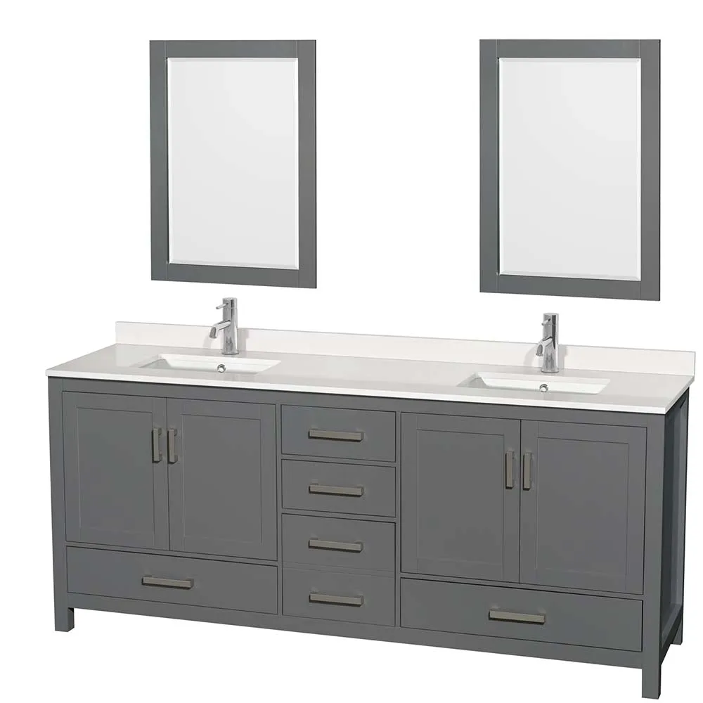 Sheffield 80 Inch Double Bathroom Vanity in Dark Gray