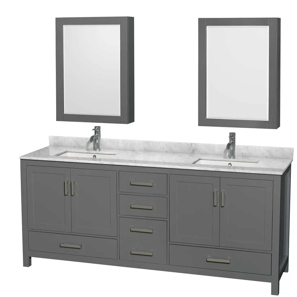 Sheffield 80 Inch Double Bathroom Vanity in Dark Gray